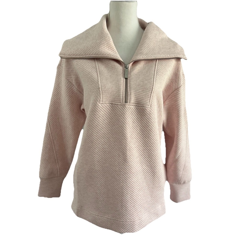 Sweaty Betty ATHLEISURE Radiant 1/4 Zip Sweatshirt‎ Neutral Pink Size Medium NWT